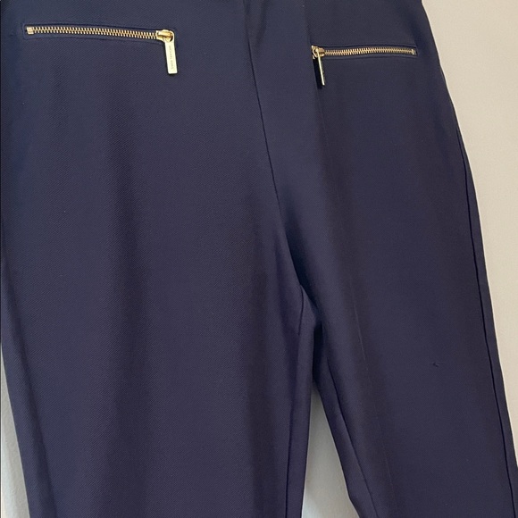 Michael Kors Navy Blue Trousers with Gold Zippers - Picture 3 of 6